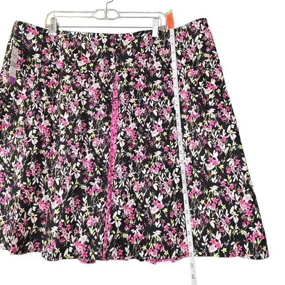 Notations Women 24W Floral SKirt Black Pink Polka Dot Cottagecore Romantic - Picture 10 of 16